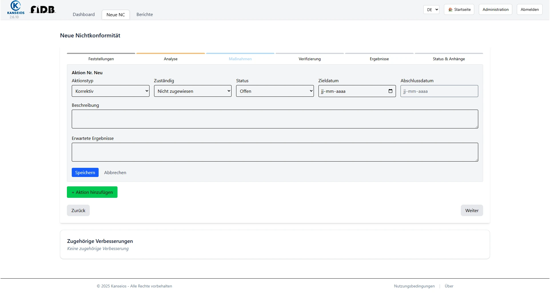 Capture - Maßnahmenplan